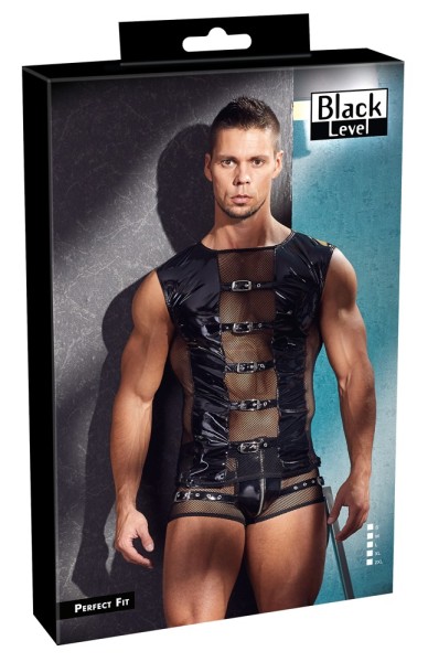 Lack-Shirt mit Netz und Schnallenriemen - vergleichen und günstig kaufen Lack-Shirt mit Netz und Schnallenriemen - vergleichen und günstig kaufen